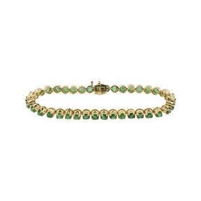 14K Yellow Gold Natural Emerald Tennis Bracelet