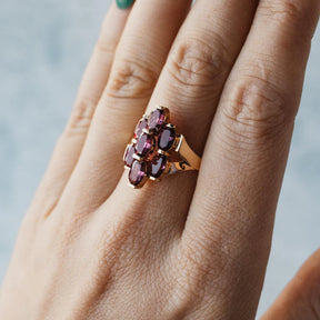 14K Yellow Gold Pink Tourmaline Cluster Ring