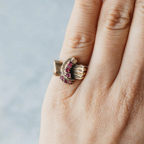 10K Yellow Gold Retro Ruby Ring