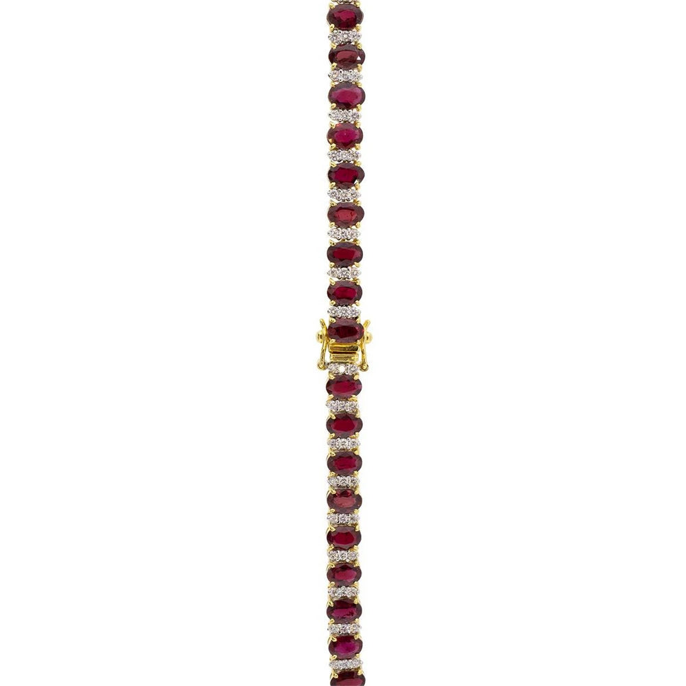 18k Yellow Gold 34.66ctw Ruby and Diamond Necklace