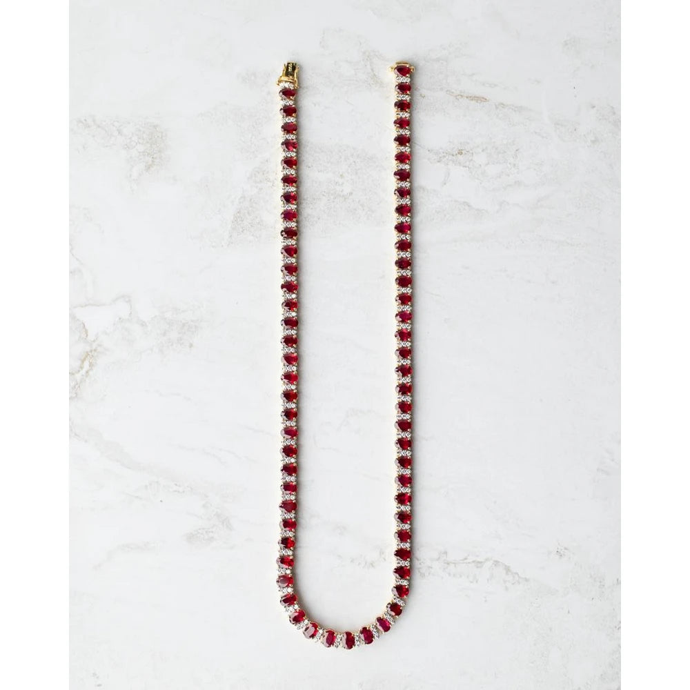 18k Yellow Gold 34.66ctw Ruby and Diamond Necklace