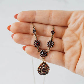 14K Yellow Gold Victorian Bohemian Garnet Necklace