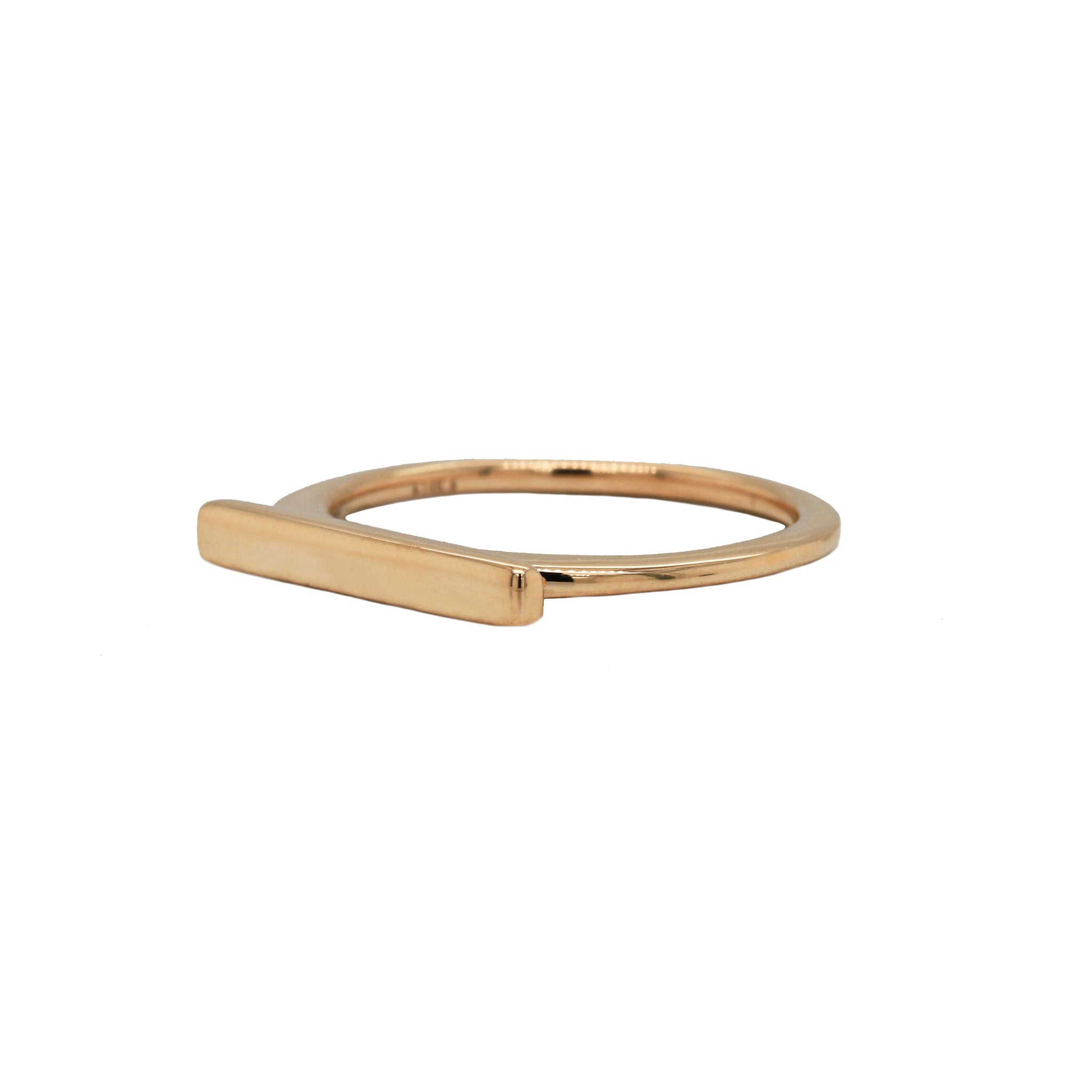 14K Yellow Gold Stackable Horizontal Bar Ring