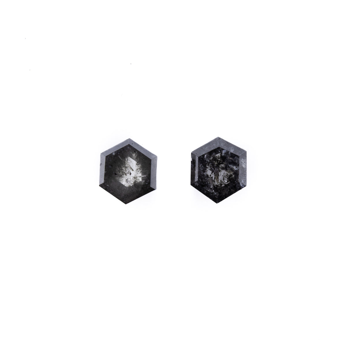 0.72ctw Pair of Hexagon Salt and Pepper Diamonds