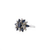 Blue Sapphire &amp; Diamond White Gold Cluster Ring