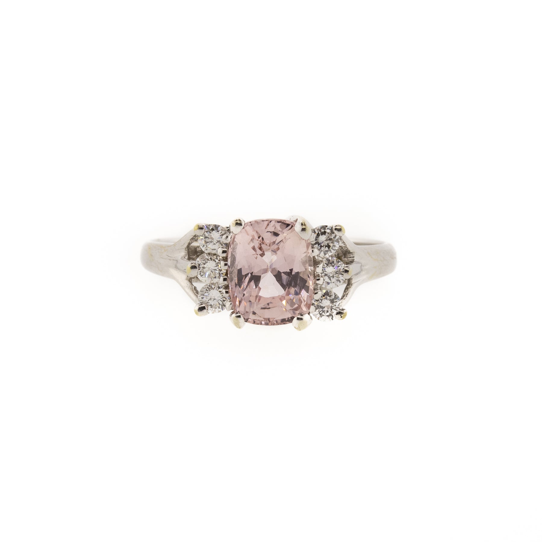 Cushion Cut Pink Sapphire & Diamond White Gold Ring