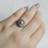 Akoya Pearl &amp; Diamond Swirl White Gold Ring