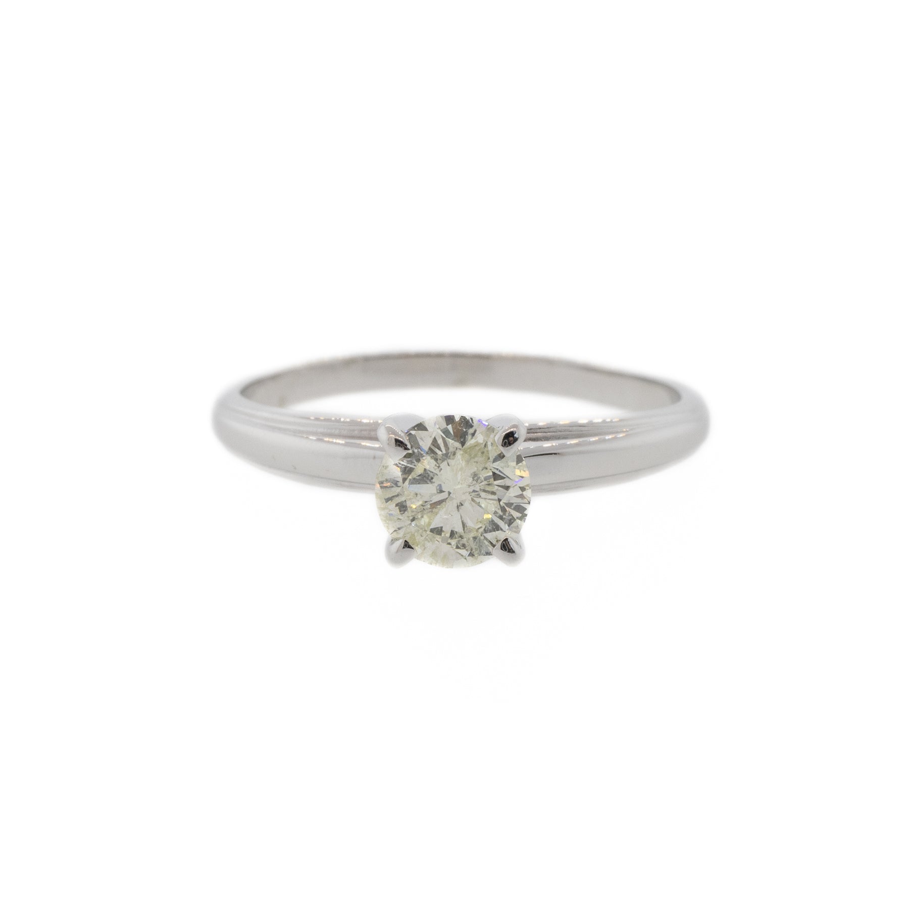 White Gold Four Prong Round Brilliant Solitaire Diamond Ring