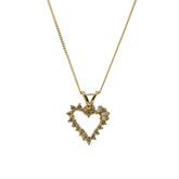 Yellow Gold Diamond Heart Pendant With Curb Chain