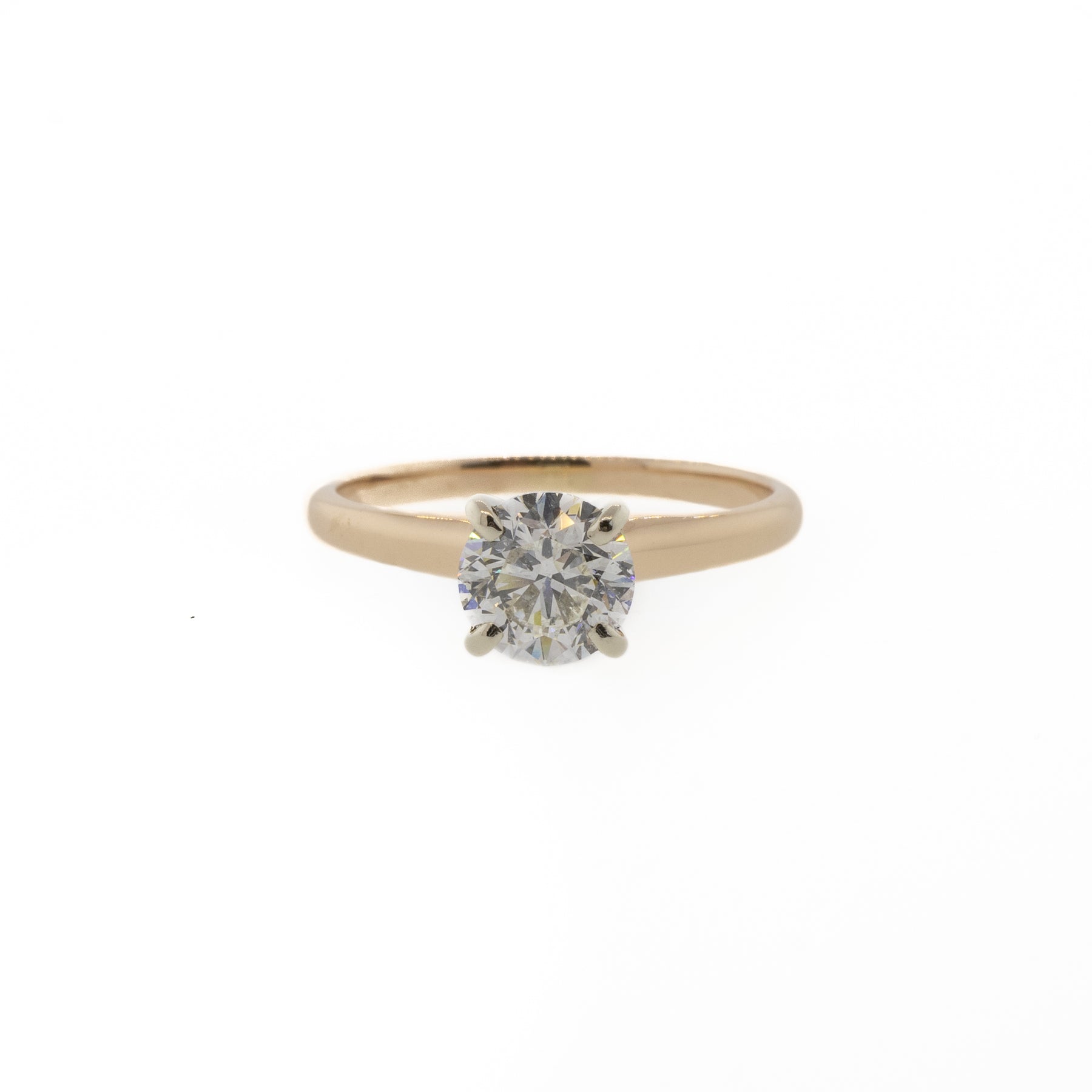 Rose and White Gold Round Diamond Solitaire Ring