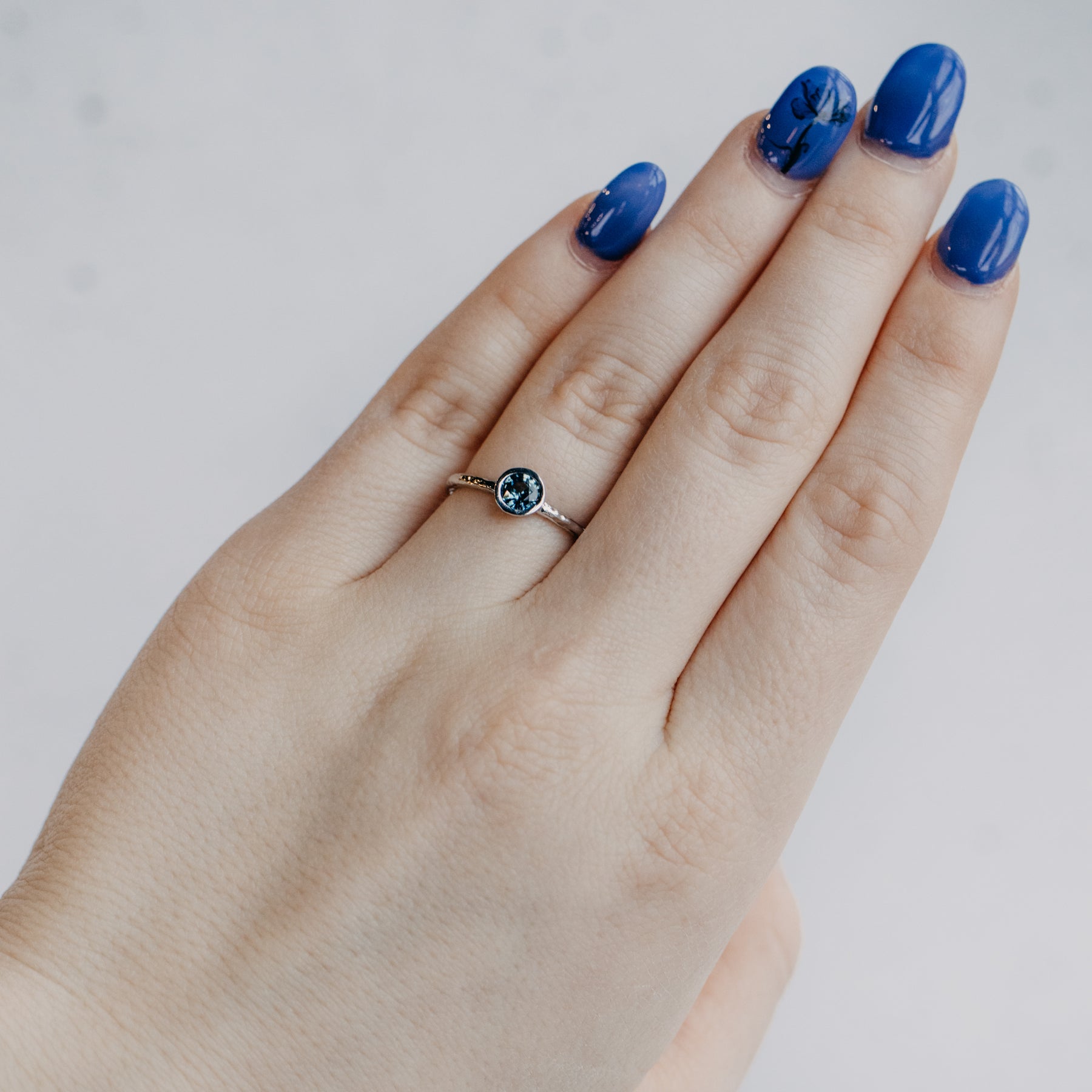 Madagascar Teal Sapphire Stackable Ring