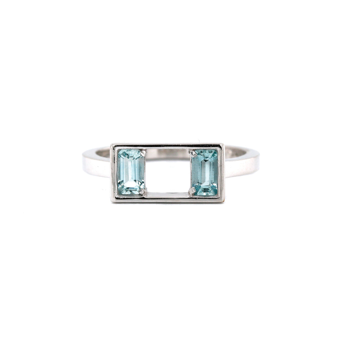 The Rahma Ring with Emerald Cut Aquamarine