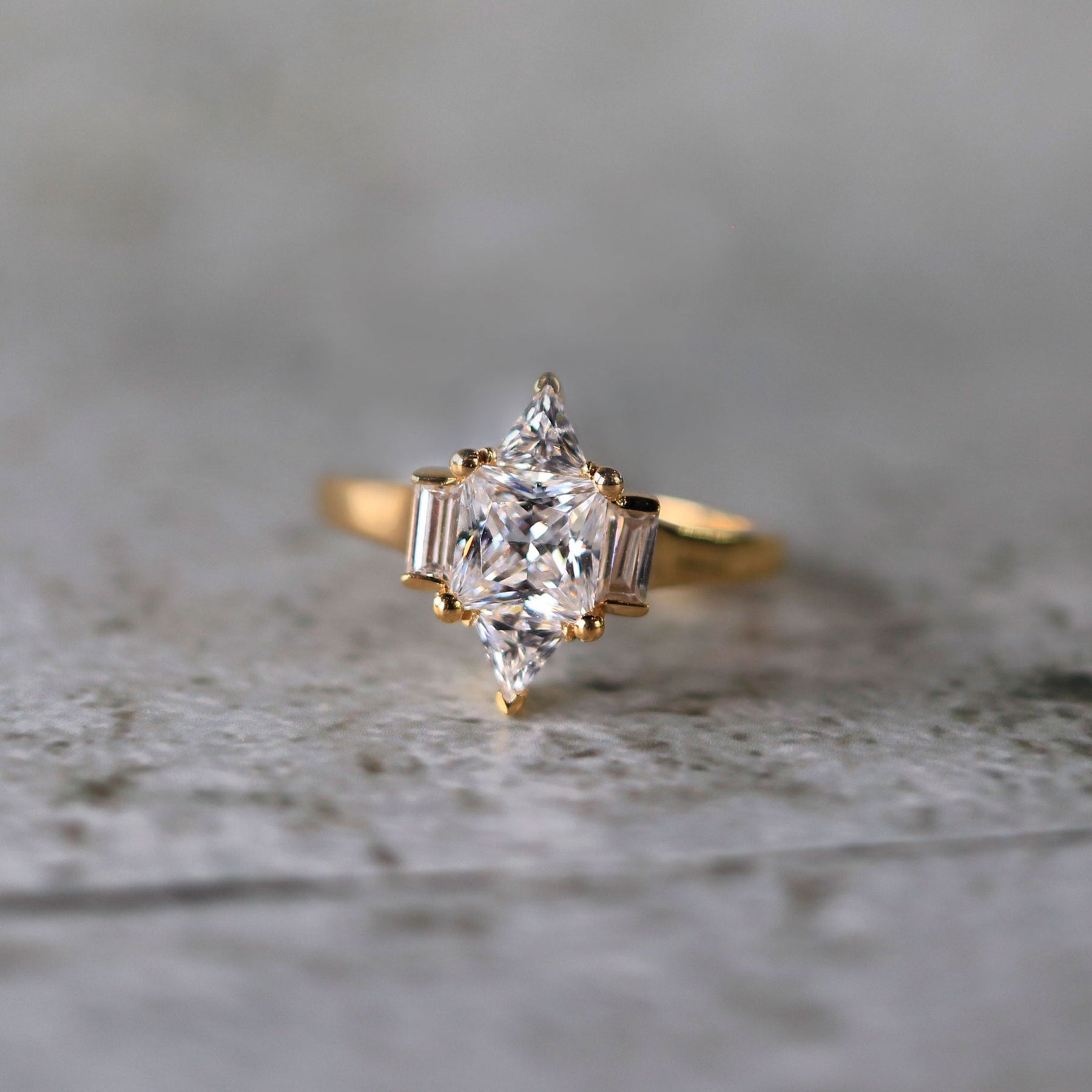 Art Deco-Inspired 14K Yellow Gold Engagement Ring