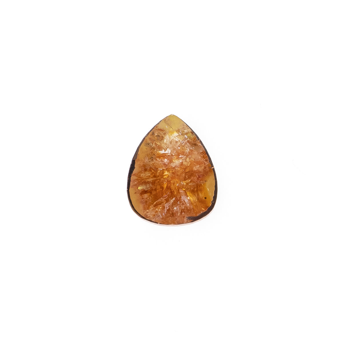 2.06ct Pear Rose Cut Salt & Pepper Orange Diamond