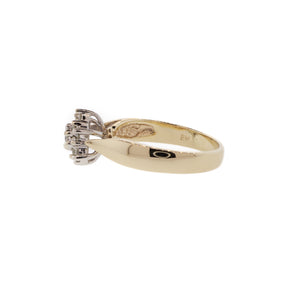 White & Yellow Gold Floral Diamond Cluster Ring