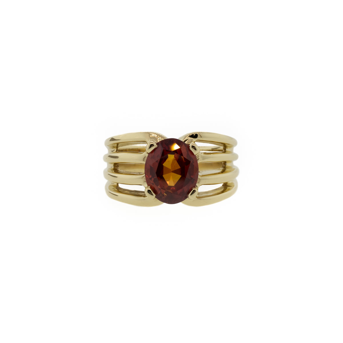 Oval Untreated Natural Orange Sapphire Ring