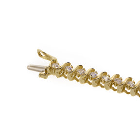 Yellow Gold and Natural Diamond Tennis Line Bracelet