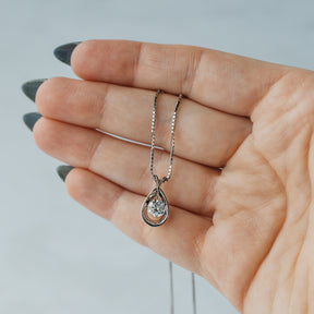 Round Brilliant Floating Diamond Necklace and Box Chain