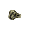 Yellow Gold Antiqued Signet Ring &quot;GCW&quot;