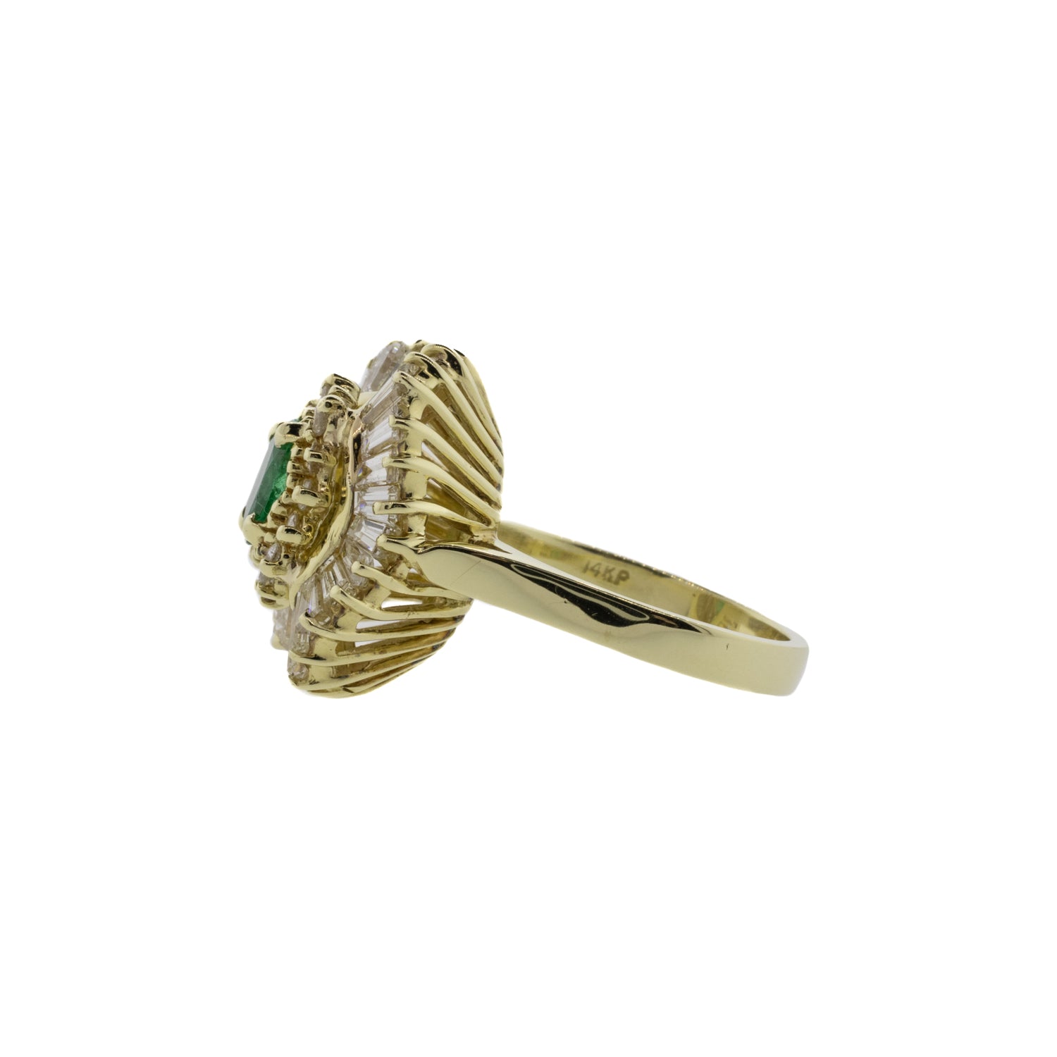 Oval Emerald and Diamond Ballerina Ring