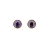 Round Cabochon Amethyst Bezel Stud Earrings