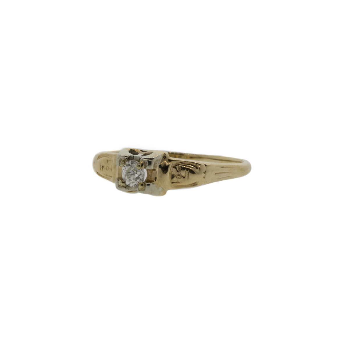 14K Yellow and White Gold Old Mine Diamond Ring