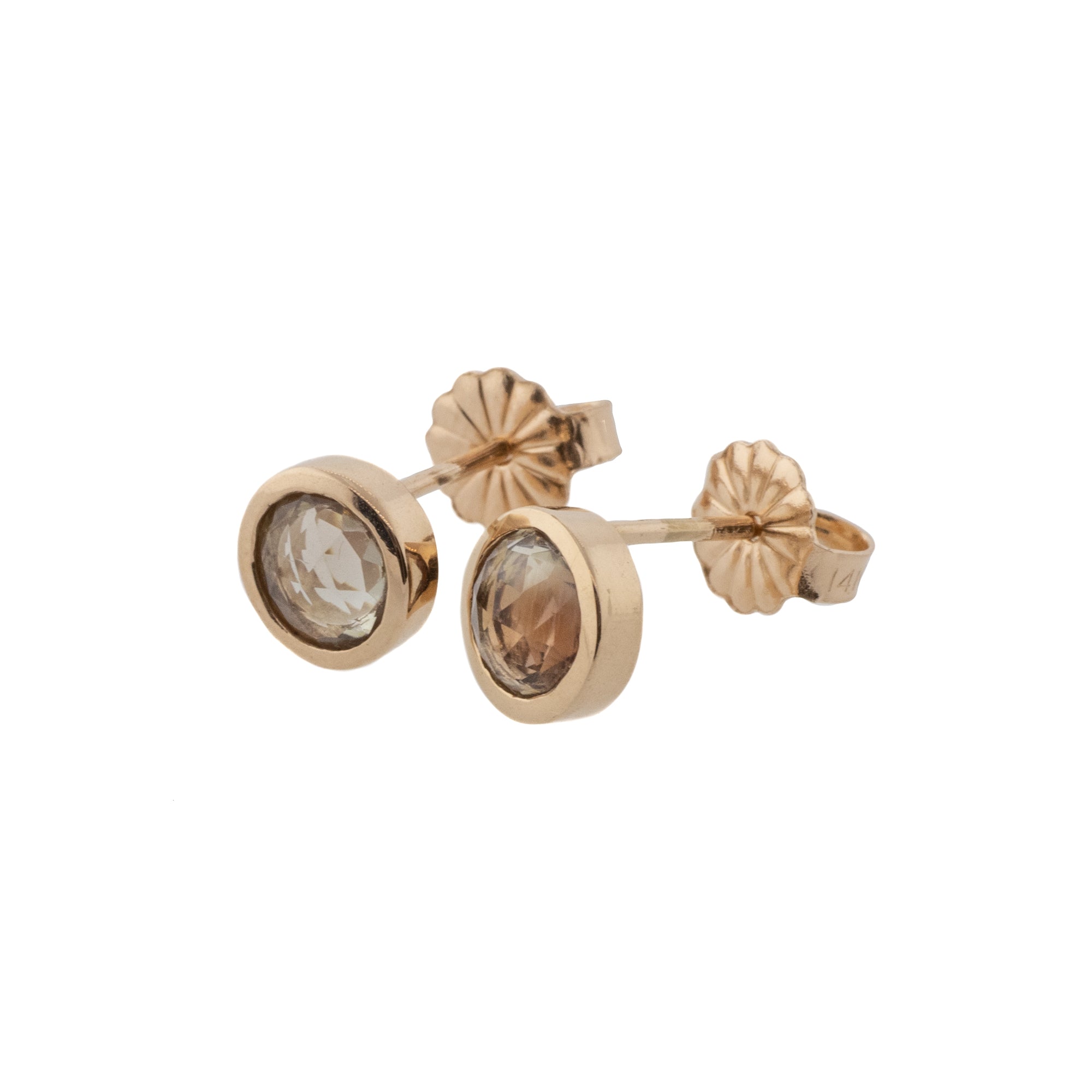 Rose Cut Oregon Sunstone Stud Earrings