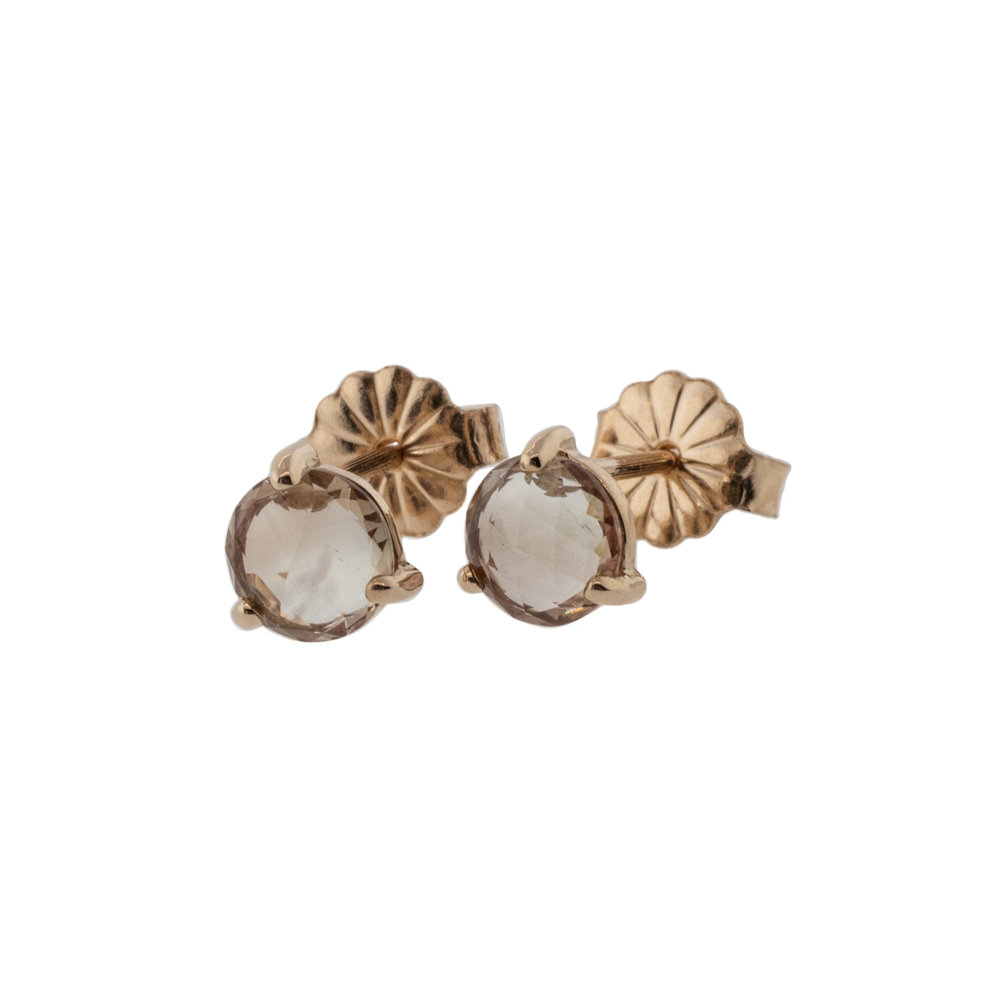 Rose Cut Oregon Sunstone Prong-Set Stud Earrings