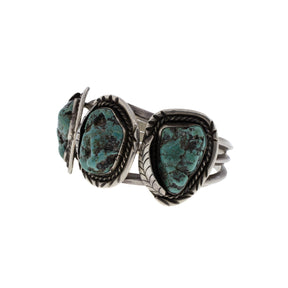 Sterling Silver Navajo 3-Stone Turquoise Cuff Bracelet