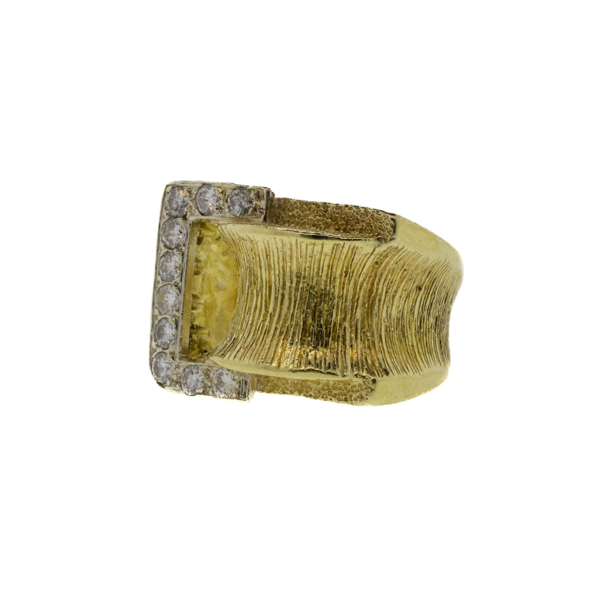 Yellow Gold Natural Diamond Buckle Ring