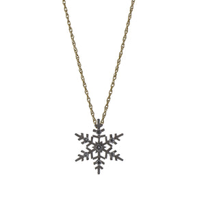 Snowflake Diamond Pendant and Yellow Gold Rope Chain