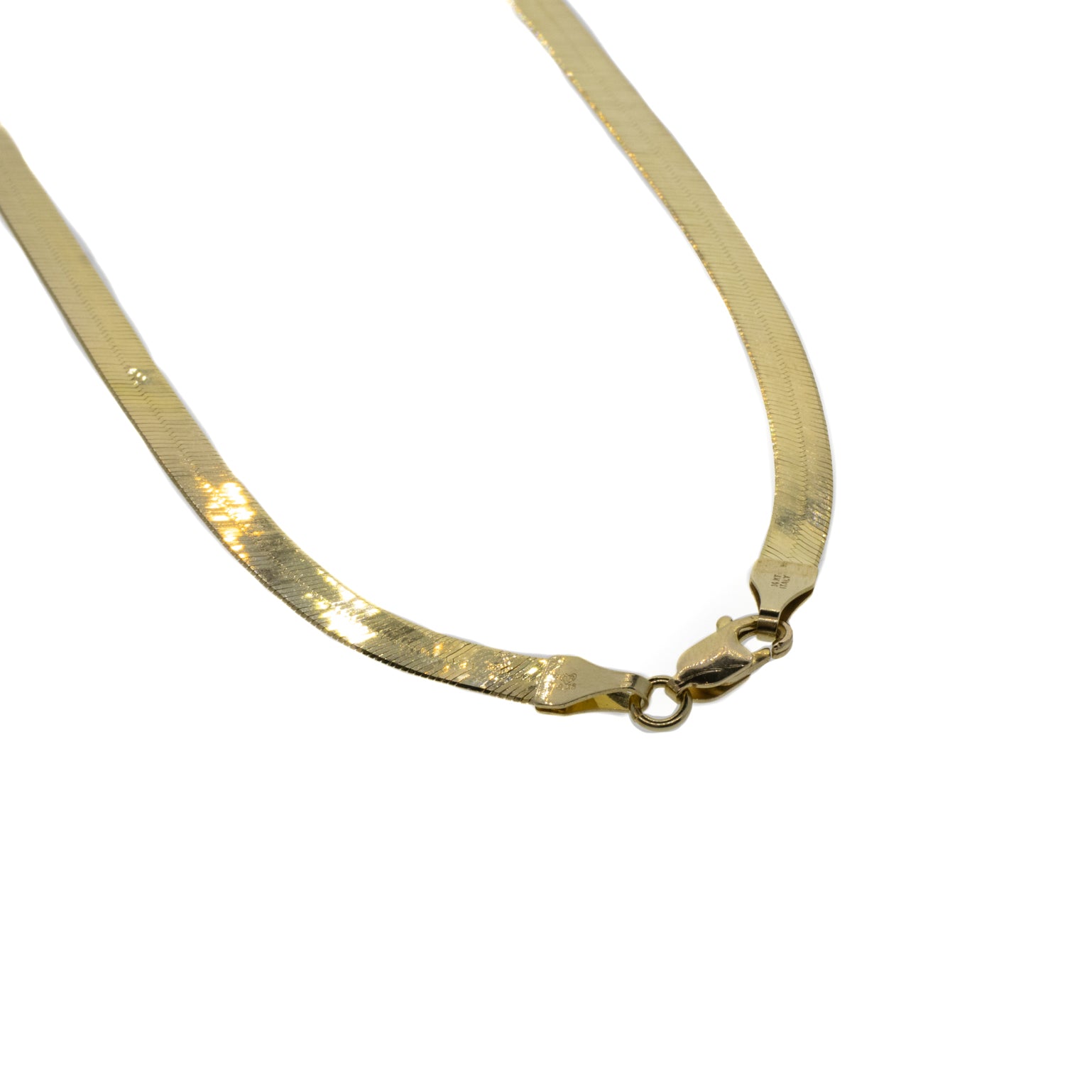 Italian Herringbone Yellow Gold Necklace