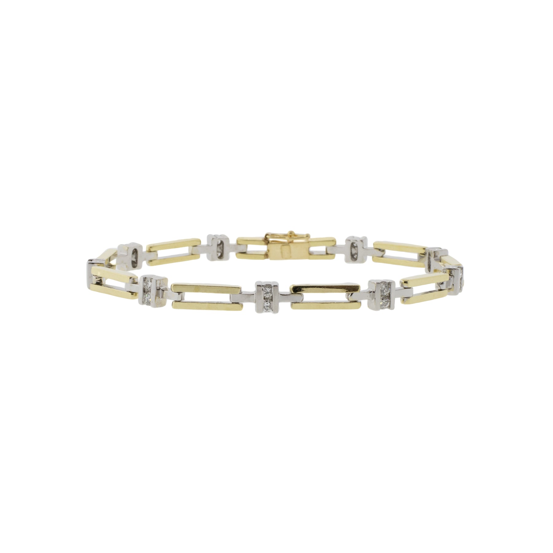 14K Yellow & White Gold Diamond Link Bracelet