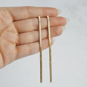 Yellow Gold Articulated Dangle Line Earrings
