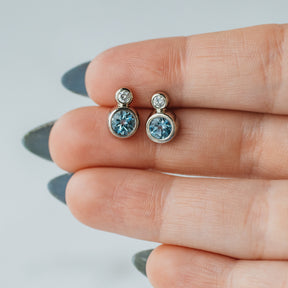 Aquamarine and Diamond Stud Earrings