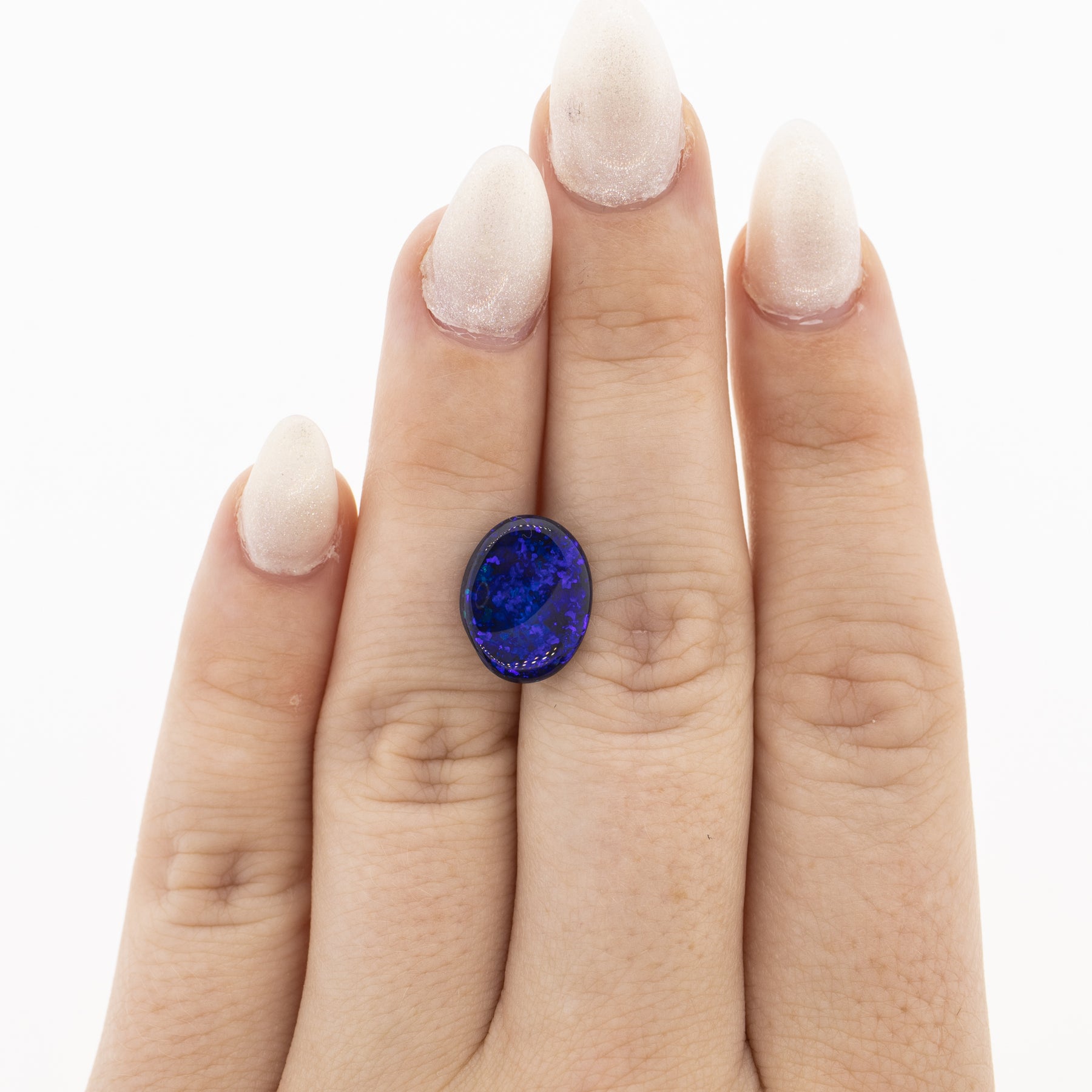 3.68ct Oval Purplish Blue Black Natural Cabochon Opal