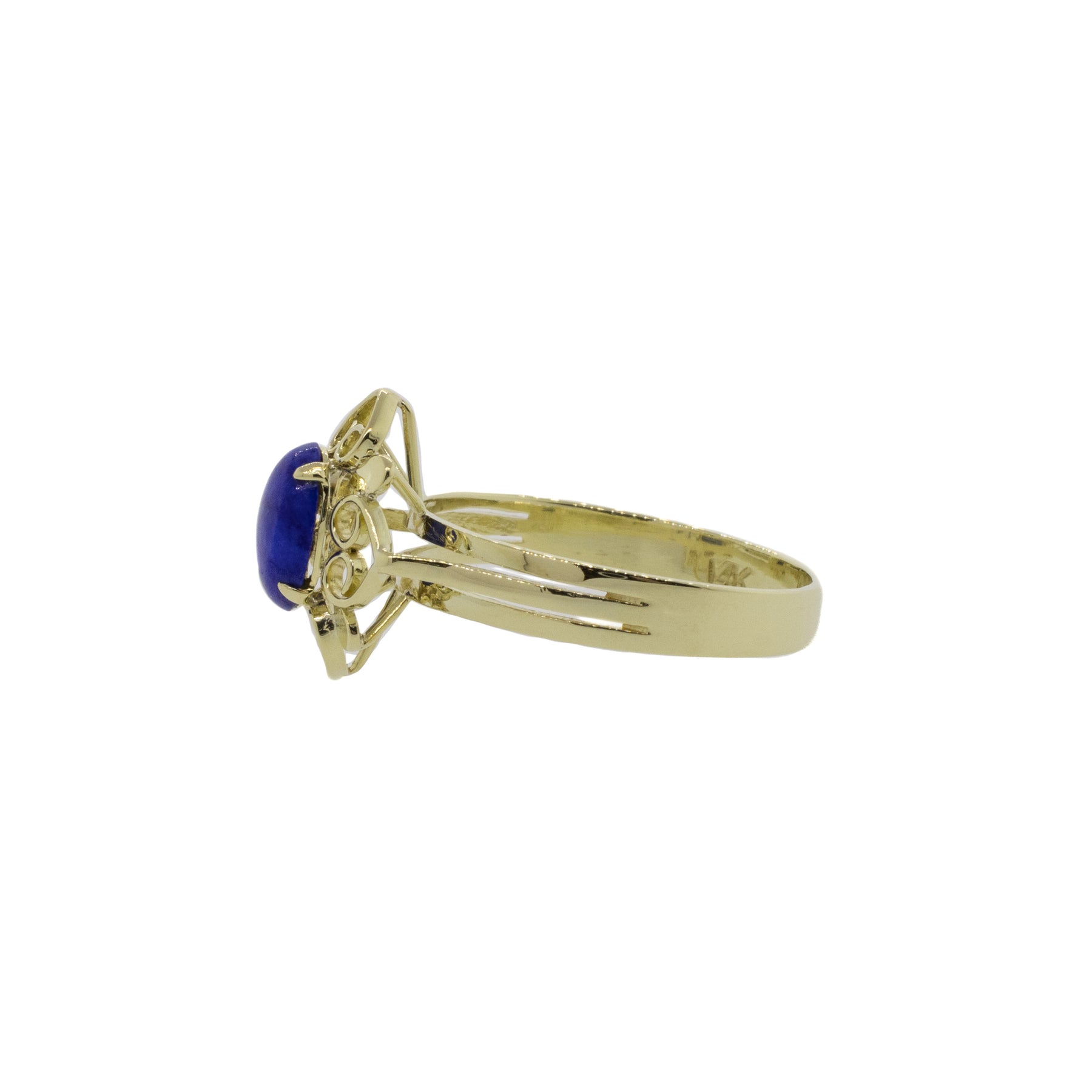 Solitaire Lapis Lazuli and Yellow Gold Ring