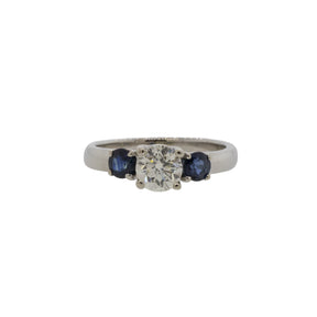 -Diamond and Sapphire Three Stone Ring