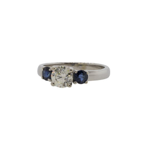 -Diamond and Sapphire Three Stone Ring