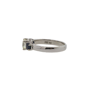 -Diamond and Sapphire Three Stone Ring