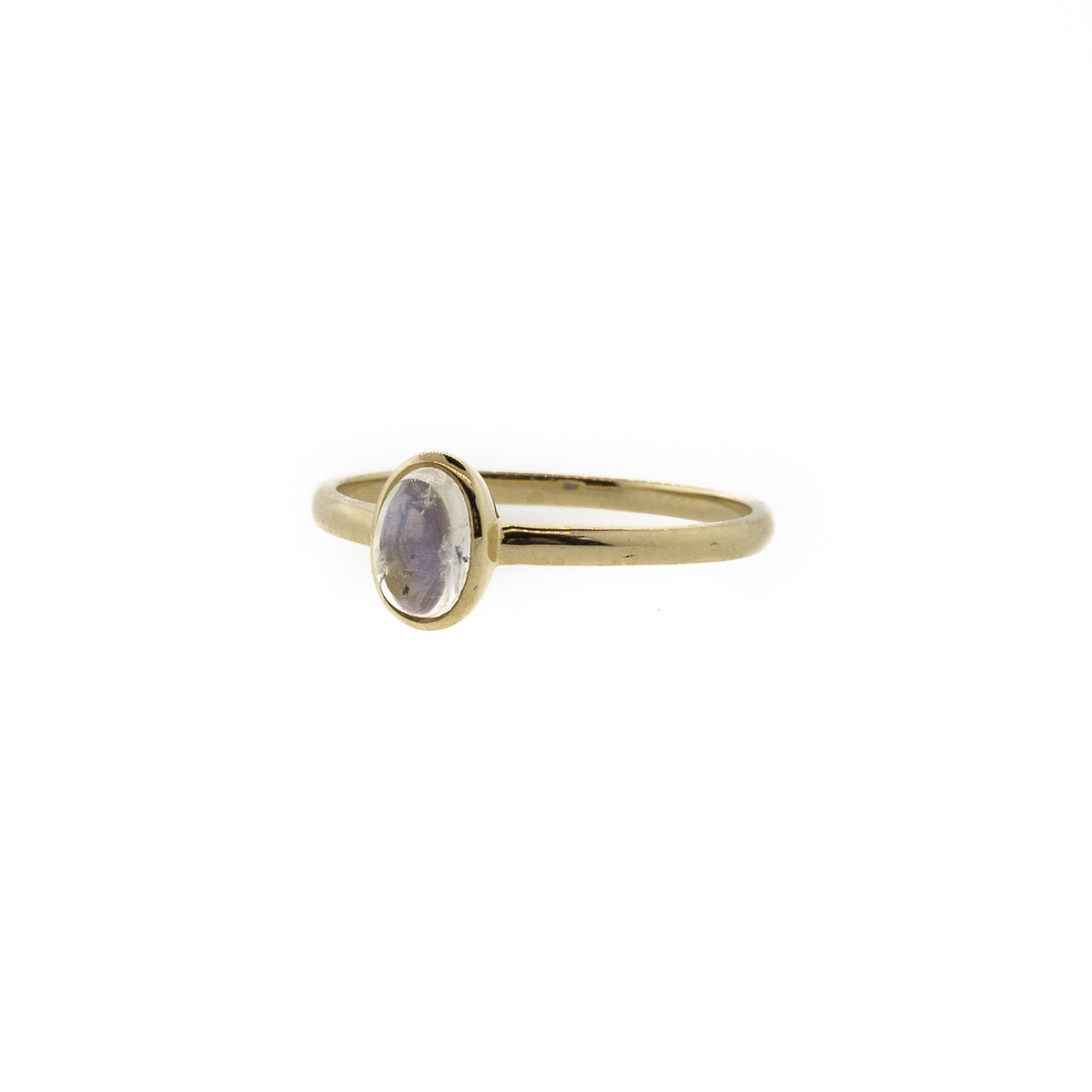 North South Bezel Set Rainbow Moonstone Ring