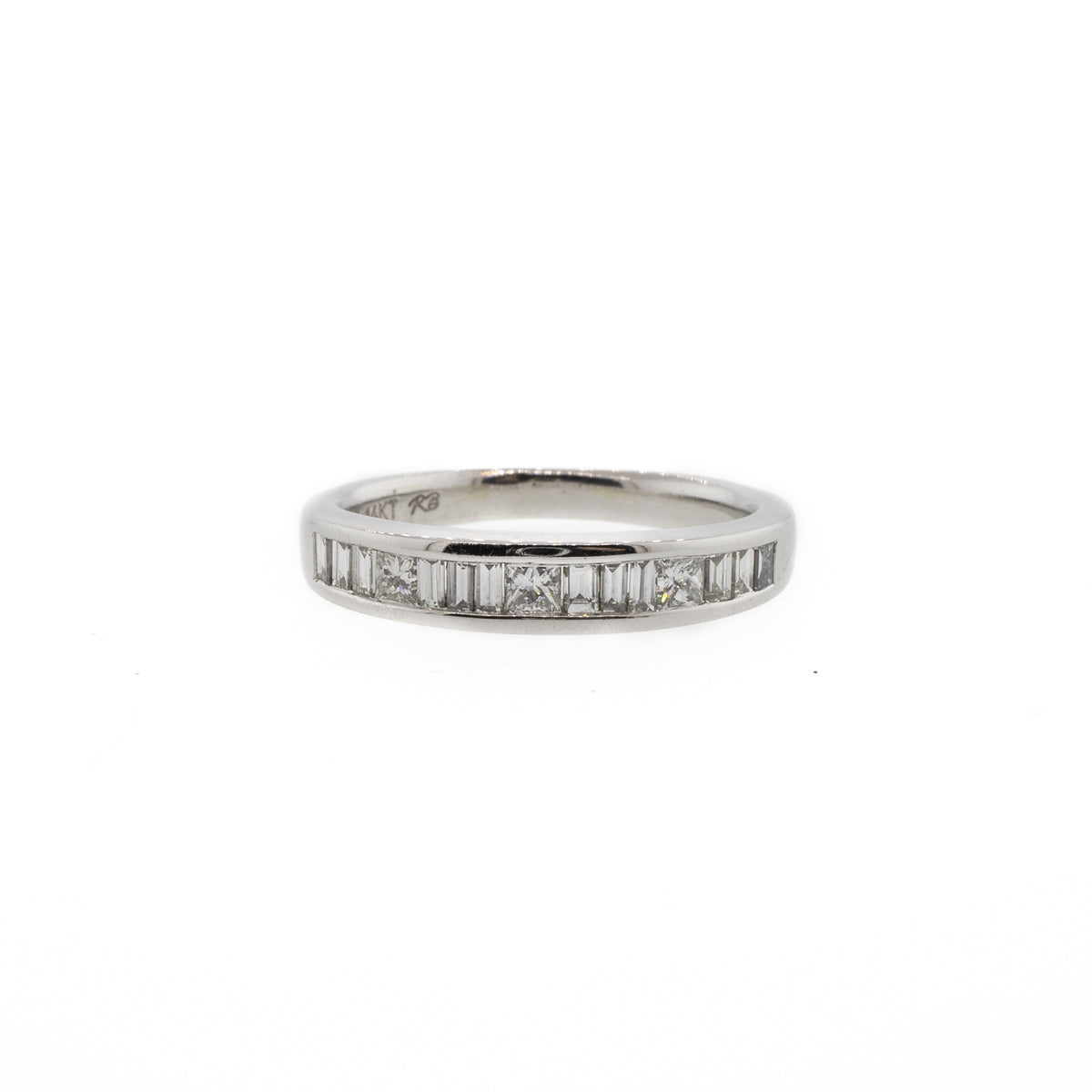 Baguette And Princess Cut White Gold Diamond Band