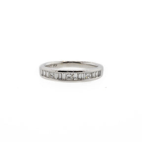 Baguette And Princess Cut White Gold Diamond Band