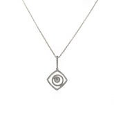 Geometric Swirl White Gold Diamond Pendant Necklace