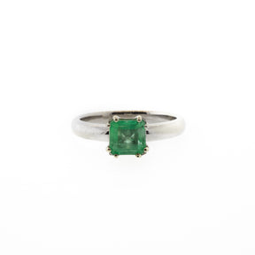 Square Step-Cut Emerald White Gold Ring