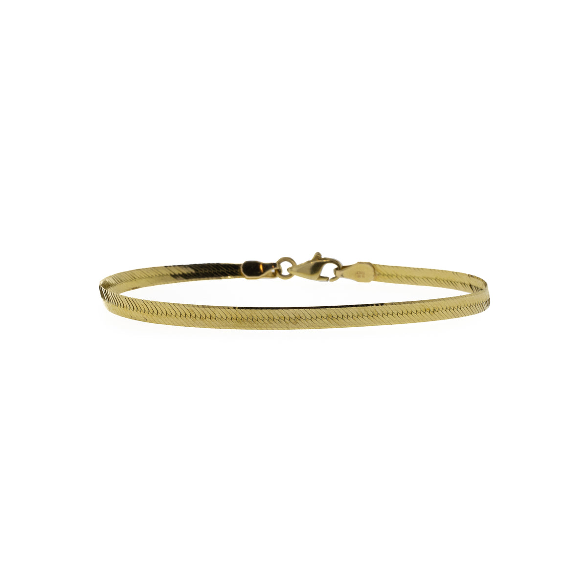 14K Yellow Gold Solid Flexible Herringbone Bracelet