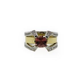 Two-Tone Gold Pink Tourmaline & Diamond Ring