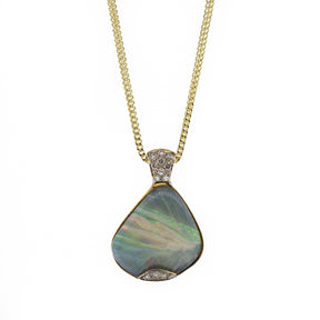 Grey Base Opal and Diamond Pendant Necklace