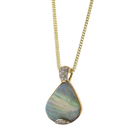 Grey Base Opal and Diamond Pendant Necklace