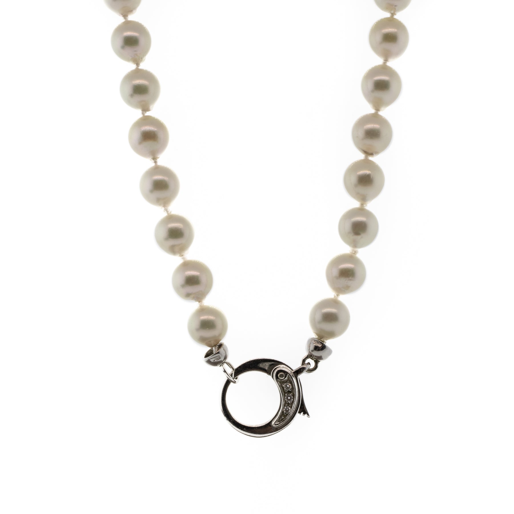 Akoya Pearl Necklace With White Gold & Diamond Clasp